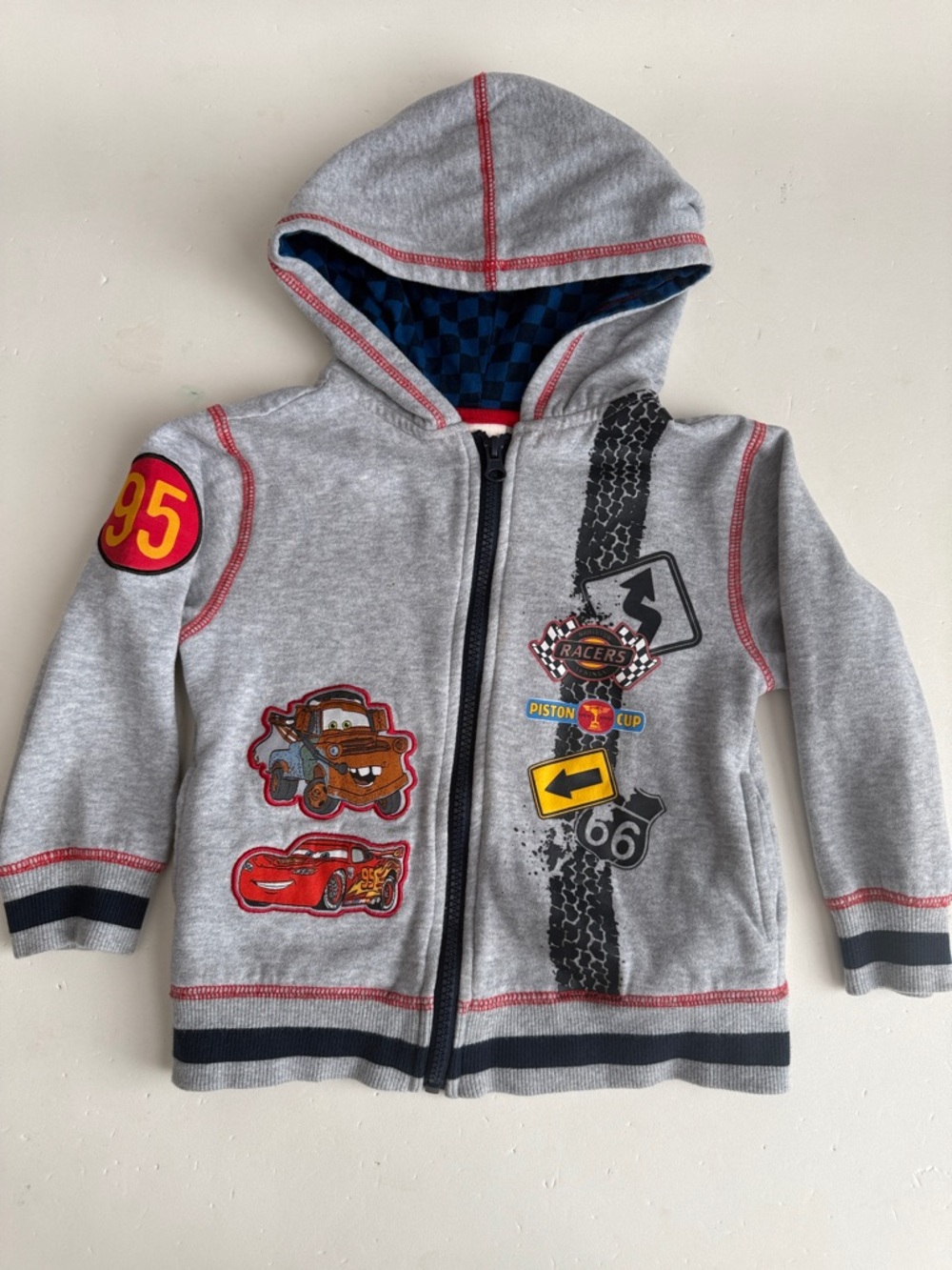 Disney Grey Hoodie with Red and Yellow Cars Patches